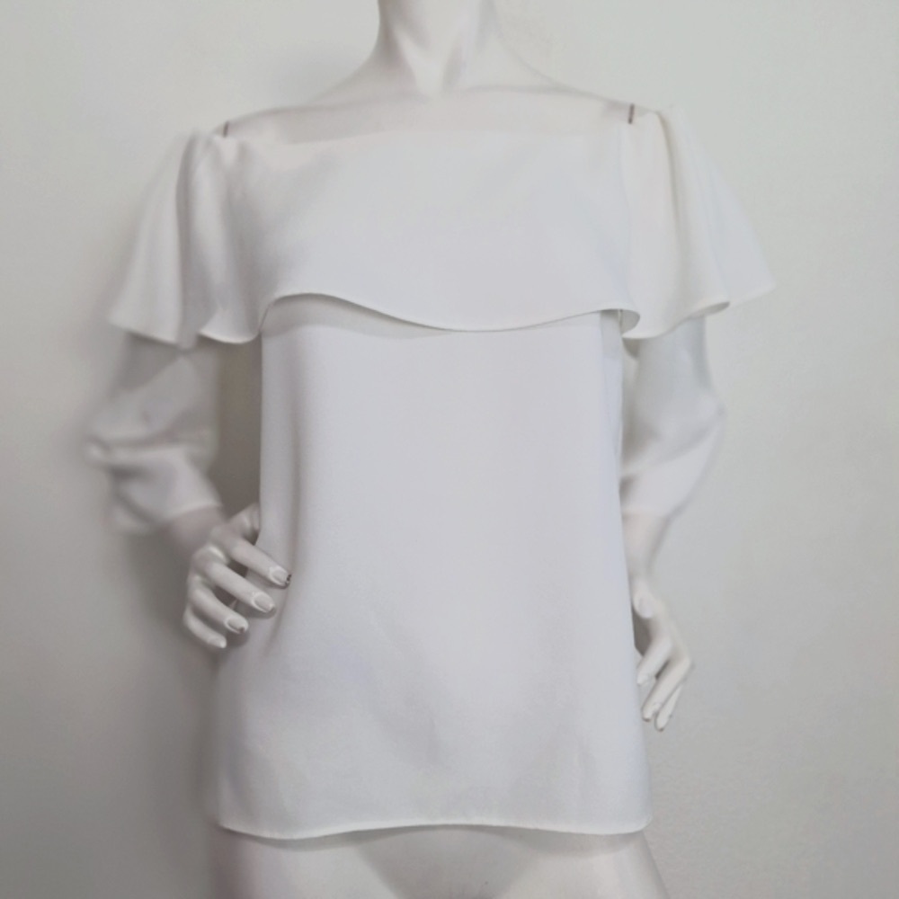Banana Republic Preppy White Off-the-Shoulder Coastal Cowgirl Blouse Size S